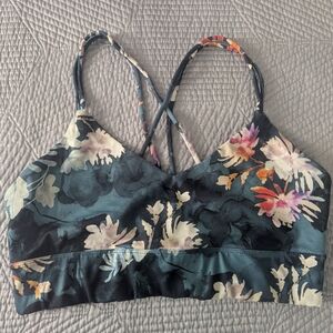 JoyLab Blue Floral Sports Bra Medium